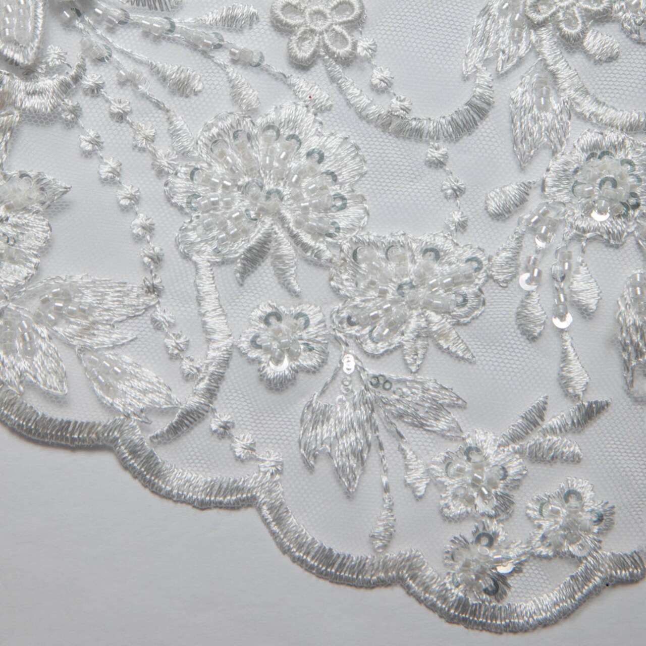 1 Yard Exquisite Embroidered Tulle Lace with Applique and 3D Design Fabric 52" Wide